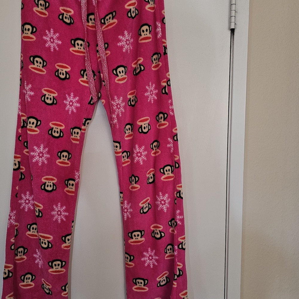 Paul Frank Fuchsia Pajama Pants with Monkey and Snowflake Pattern